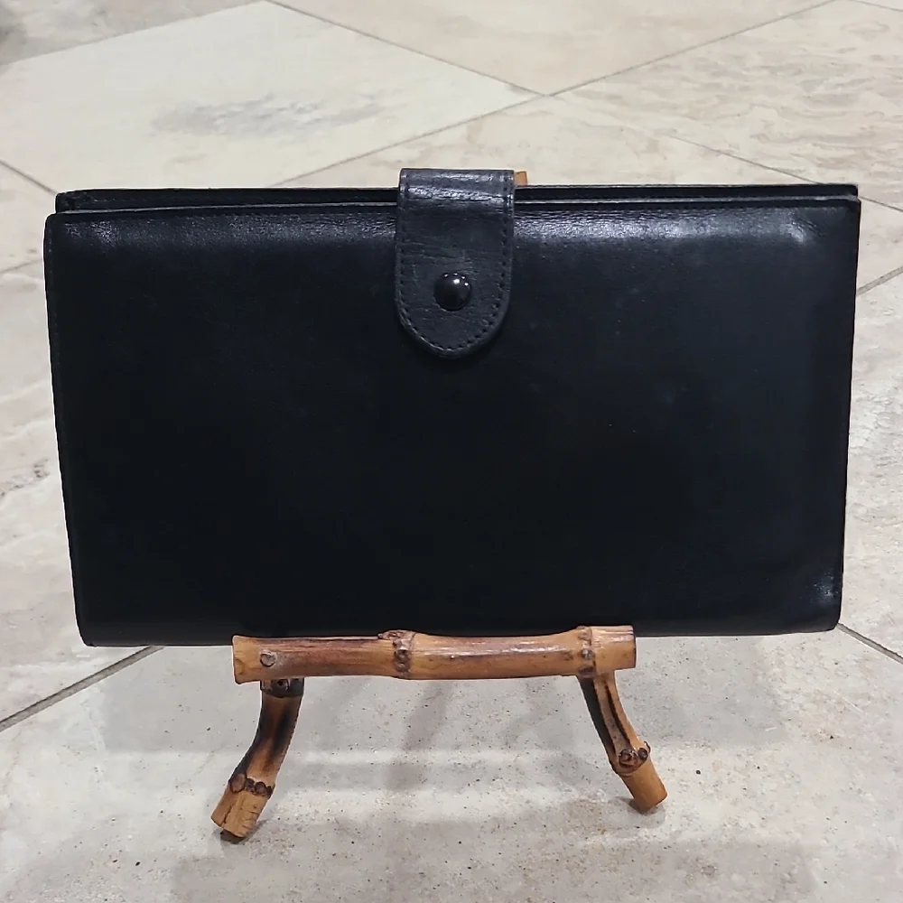 SERMONETA-ROMA Genuine Black Leather Wallet Card Holder.